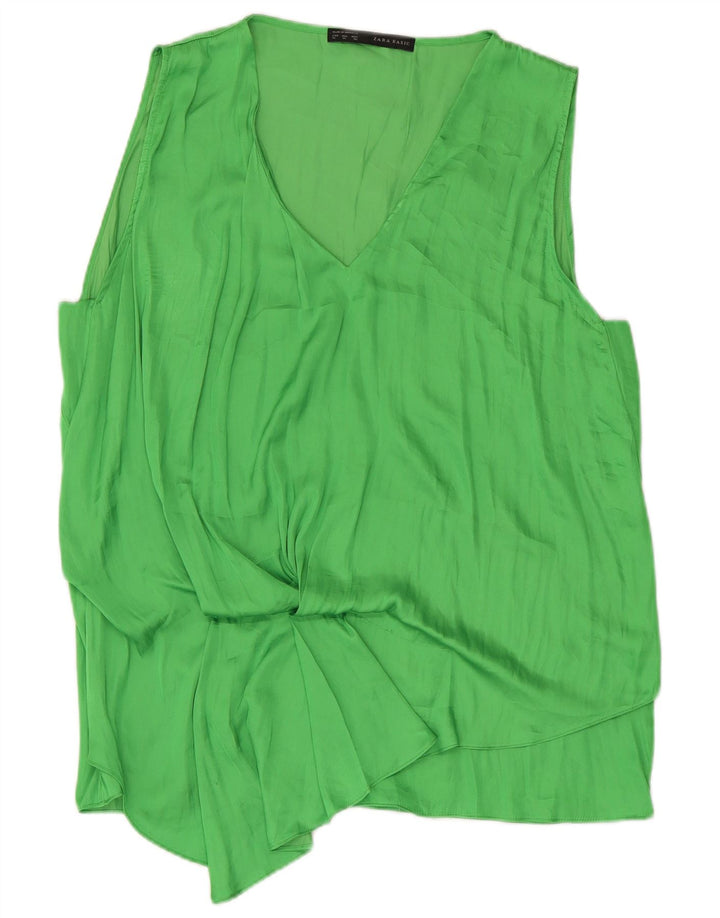 Zara Womens Sleeveless Blouse Top UK 18 XL Green