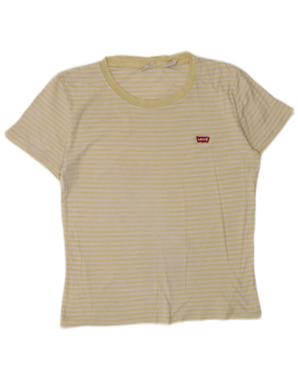Levi's Womens T-Shirt Top UK 10 Small Yellow Striped
