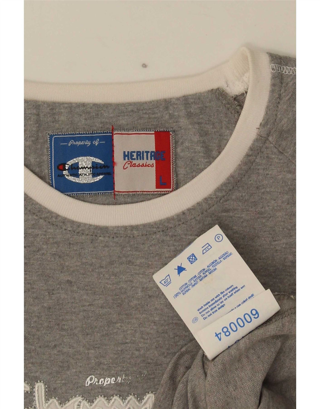 Champion Womens Heritage Classics Graphic Top Long Sleeve UK 14 Large Grey