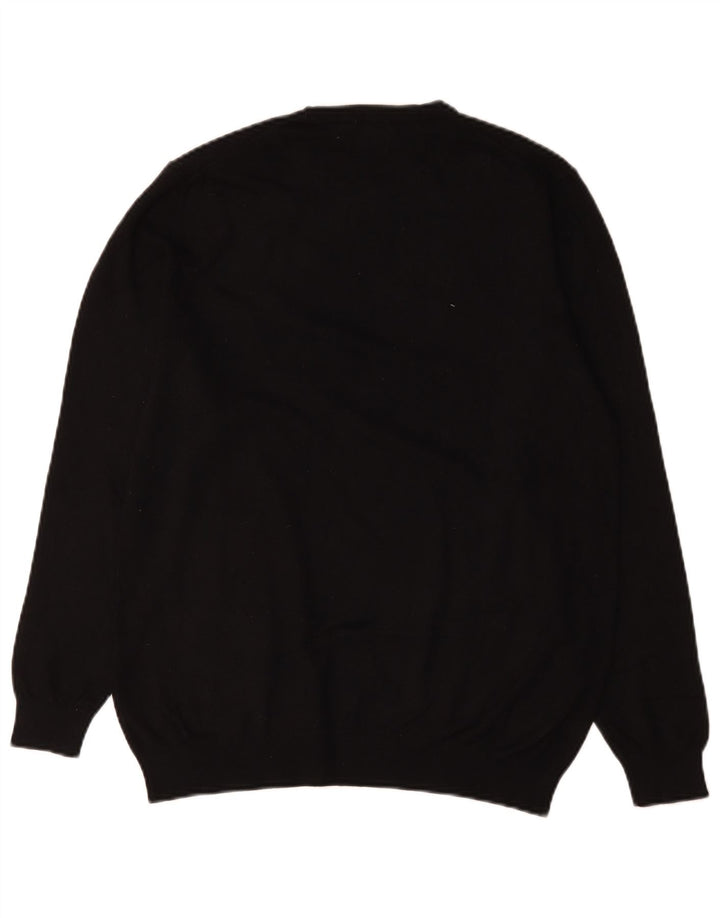 Zara Mens Crew Neck Jumper Sweater Medium Black Viscose