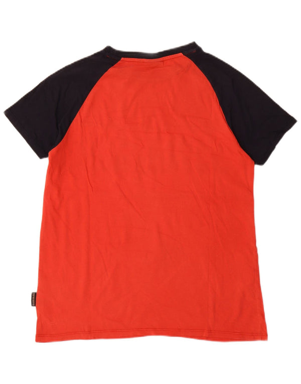 Napapijri Boys Geographic Graphic T-Shirt Top 13-14 Years Red Colourblock