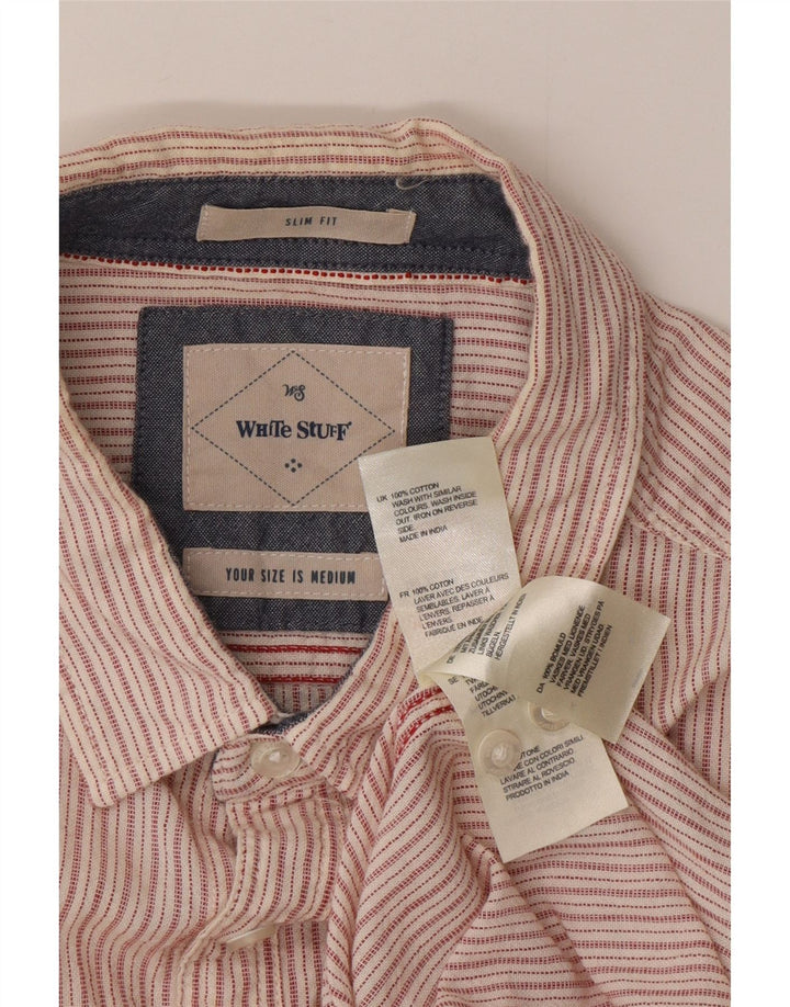 White Stuff Mens Slim Fit Shirt Medium Pink Striped Cotton
