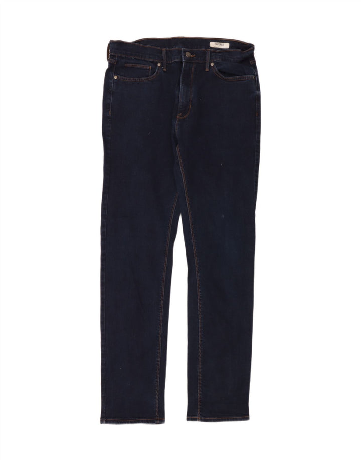 Marks & Spencer Mens Tapered Jeans W34 L33 Navy Blue Cotton