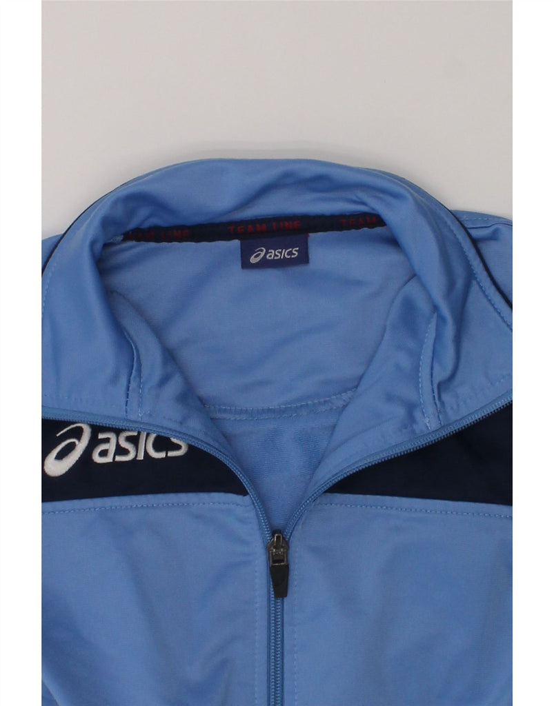 ASICS Boys Graphic Tracksuit Top Jacket 7-8 Years Blue Colourblock | Vintage Asics | Thrift | Second-Hand Asics | Used Clothing | Messina Hembry 