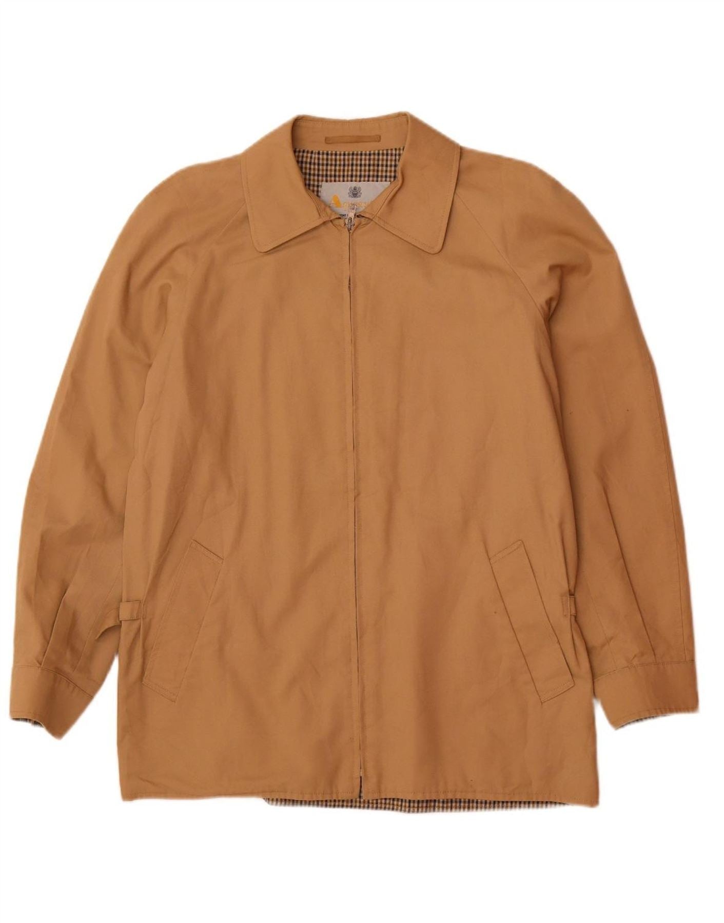 AQUASCUTUM Mens Bomber Jacket UK 40 Large Beige Cotton Vintage