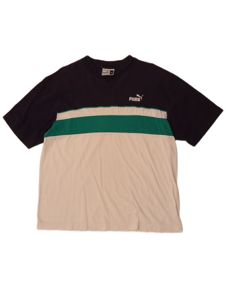 Puma Mens T-Shirt Top Medium White Colourblock