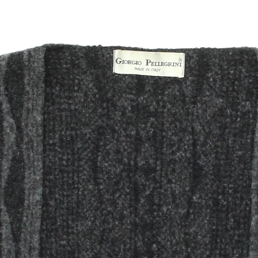 Giorgio Pellegrini Womens Grey Buttonless Wool Knit Shawl | Vintage Designer VTG | Vintage Messina Hembry | Thrift | Second-Hand Messina Hembry | Used Clothing | Messina Hembry 