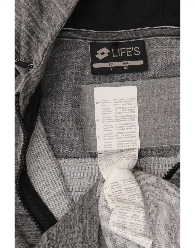 LOTTO Mens Zip Hoodie Sweater Small Grey Pinstripe Cotton Vintage Lotto and Second-Hand Lotto from Messina Hembry 