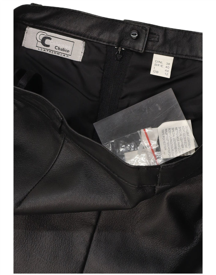 CHALICE Womens High Waist Leather Skirt UK 12 Medium W26  Black Leather