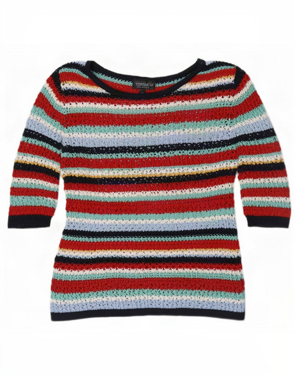 Topshop Womens Boat Neck Jumper Sweater UK 10 Small Multicoloured Striped