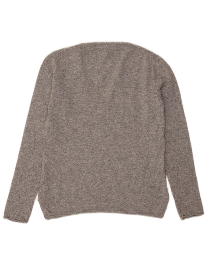 MASSIMO DUTTI Womens V-Neck Jumper Sweater UK 10 Small Grey Flecked