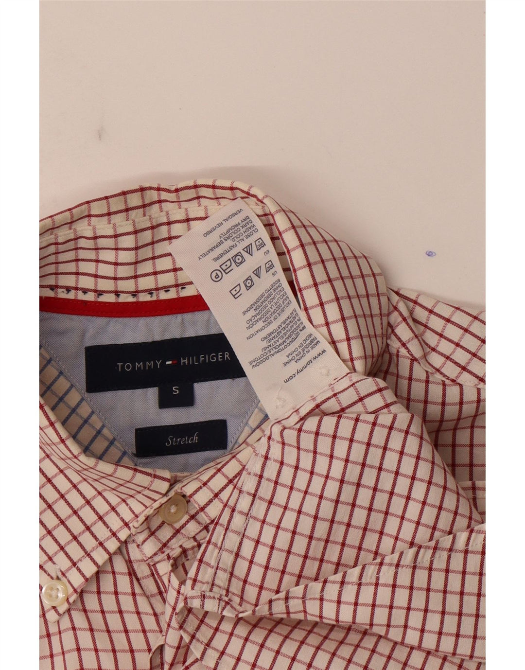 Tommy Hilfiger Mens Shirt Small Red Check Cotton