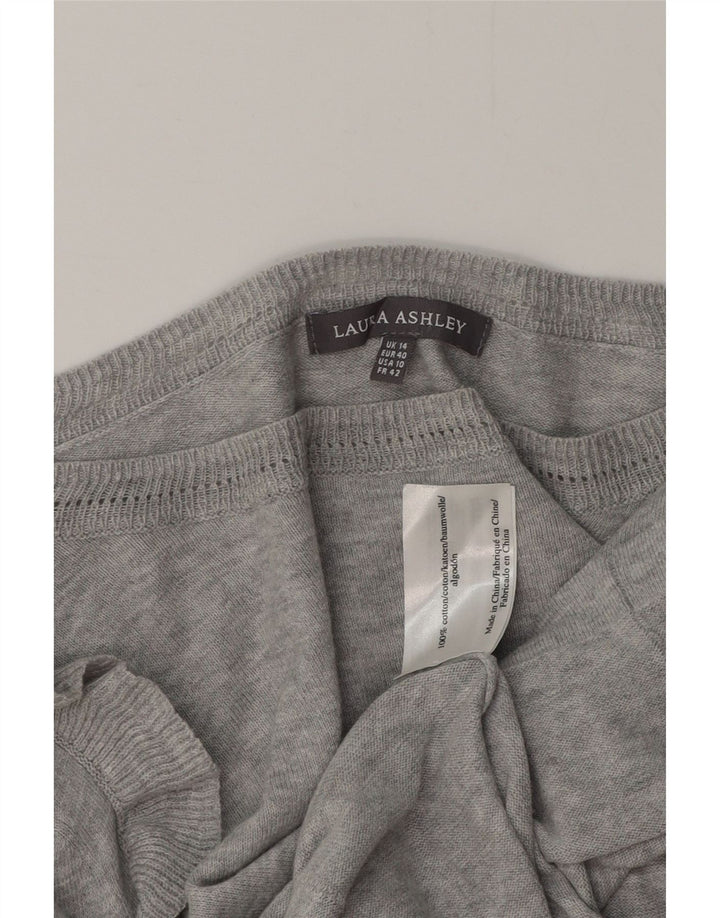 LAURA ASHLEY Womens Boat Neck Jumper Sweater UK 14 Large Grey Cotton