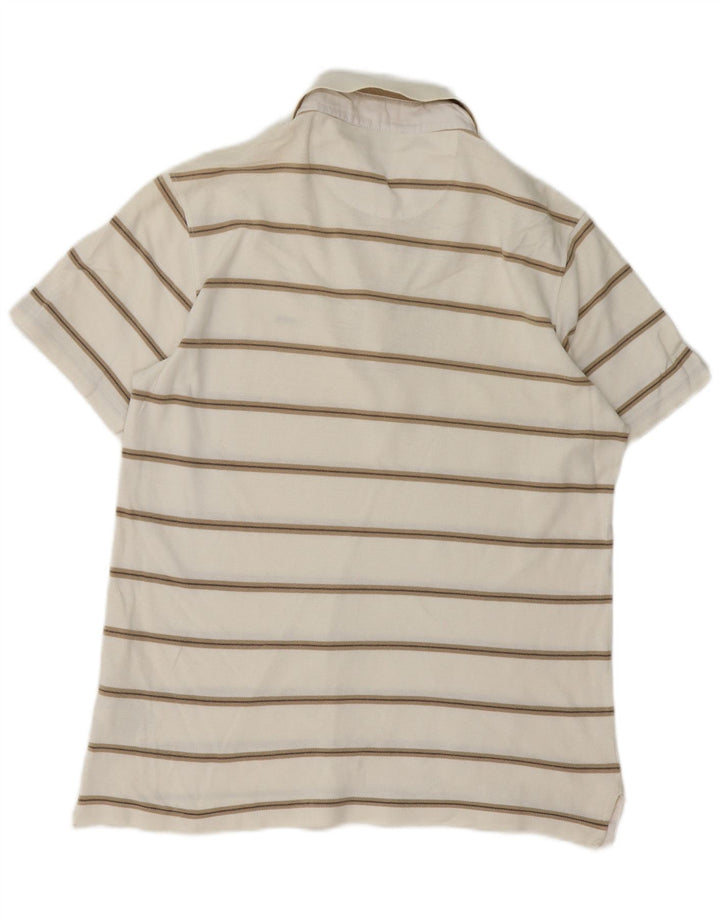 Geox Mens Respira Regular Fit Polo Shirt Medium White Striped Cotton