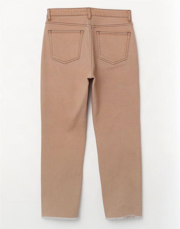 Topshop Womens Cropped Jeans W26 L25 Beige Cotton