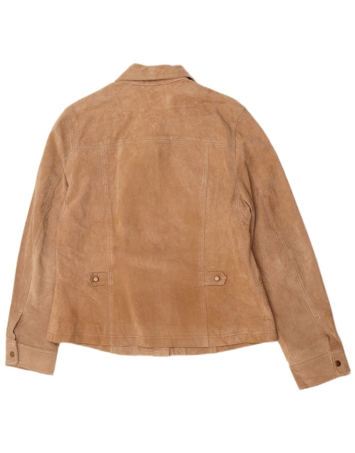 Coldwater Creek Womens Suede Jacket UK 16 Large Brown Leather