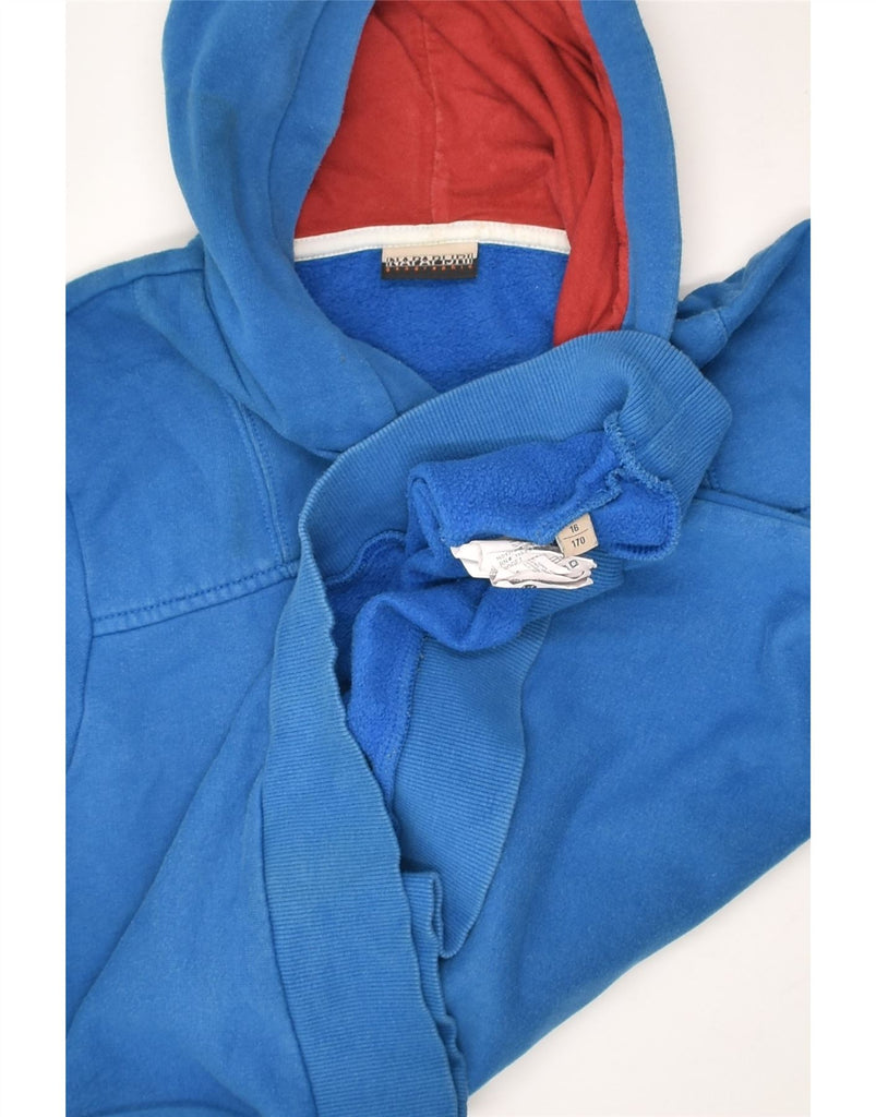 NAPAPIJRI Boys Graphic Hoodie Jumper 15-16 Years Blue Cotton | Vintage Napapijri | Thrift | Second-Hand Napapijri | Used Clothing | Messina Hembry 