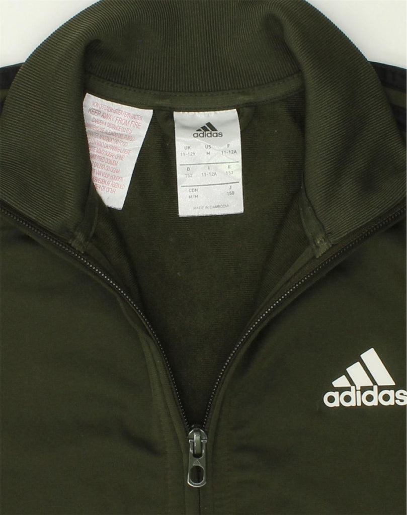 ADIDAS Boys Tracksuit Top Jacket 11-12 Years Khaki Polyester | Vintage Adidas | Thrift | Second-Hand Adidas | Used Clothing | Messina Hembry 