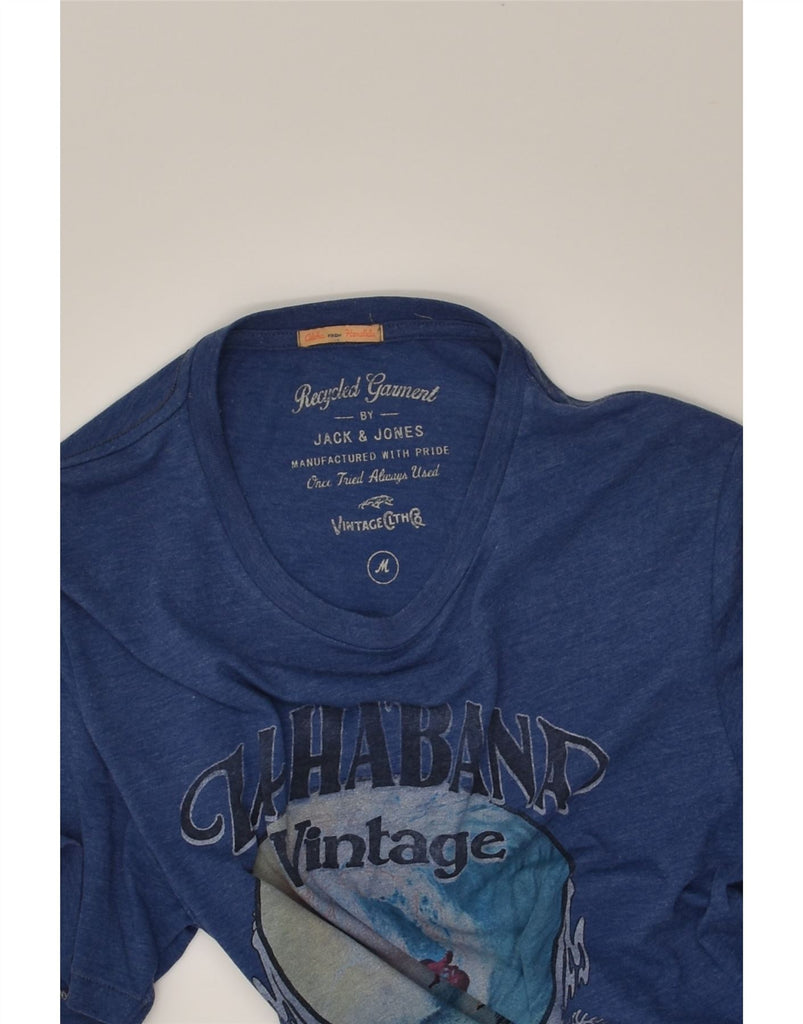 JACK & JONES Mens Graphic T-Shirt Top Medium Blue Cotton | Vintage Jack & Jones | Thrift | Second-Hand Jack & Jones | Used Clothing | Messina Hembry 