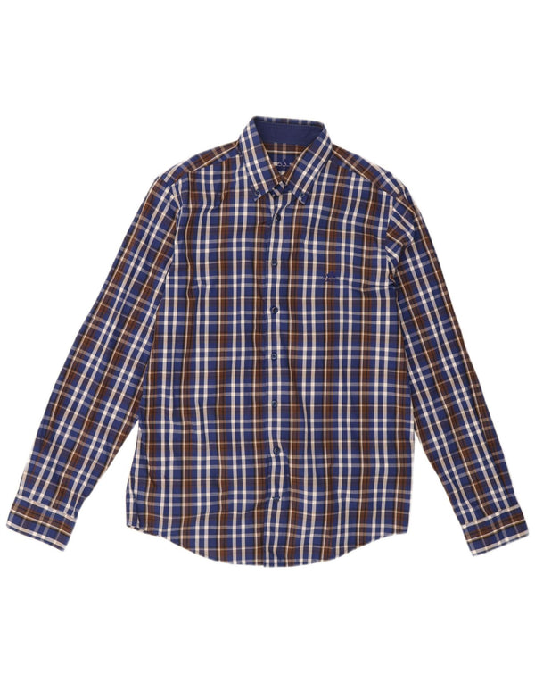 Adidas Mens Shirt Size 40 Medium Blue Check Cotton