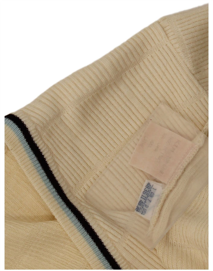 Vintage Mens V-Neck Jumper Sweater UK 36 Small Off White Wool