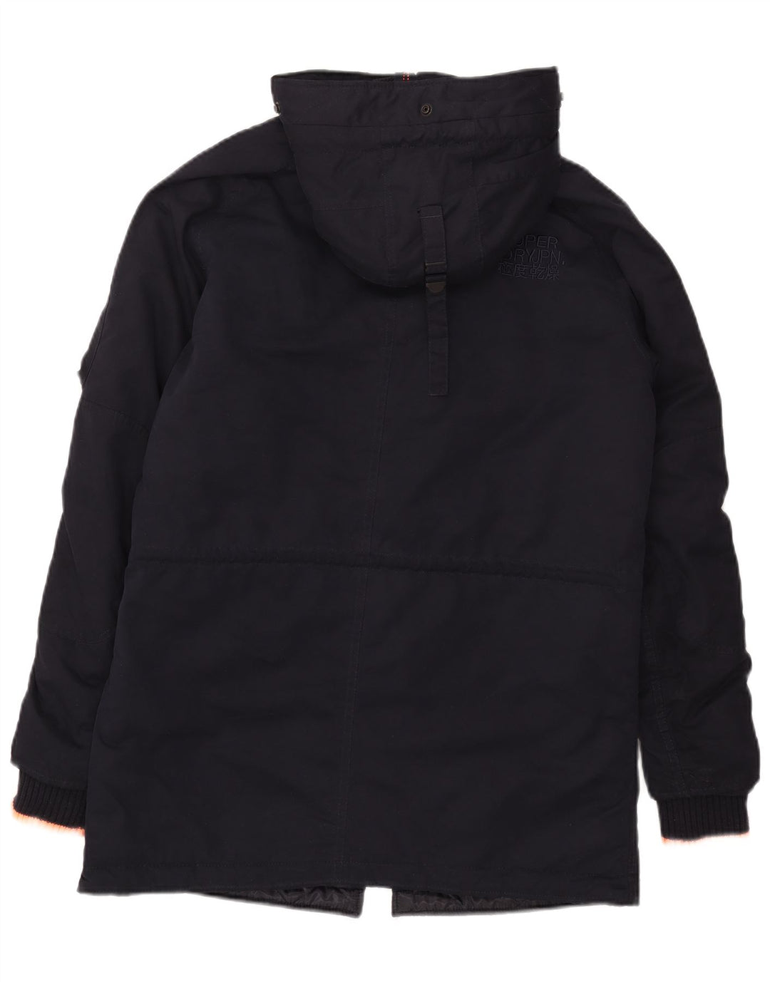 Superdry Mens Hooded Parka Jacket UK 38 Medium Navy Blue Polyester