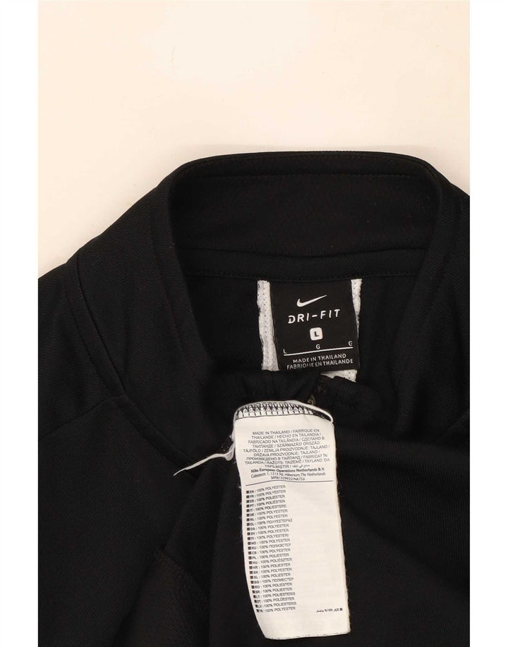 Nike Mens Dri Fit Tracksuit Top Jacket Large Black Colourblock Polyester