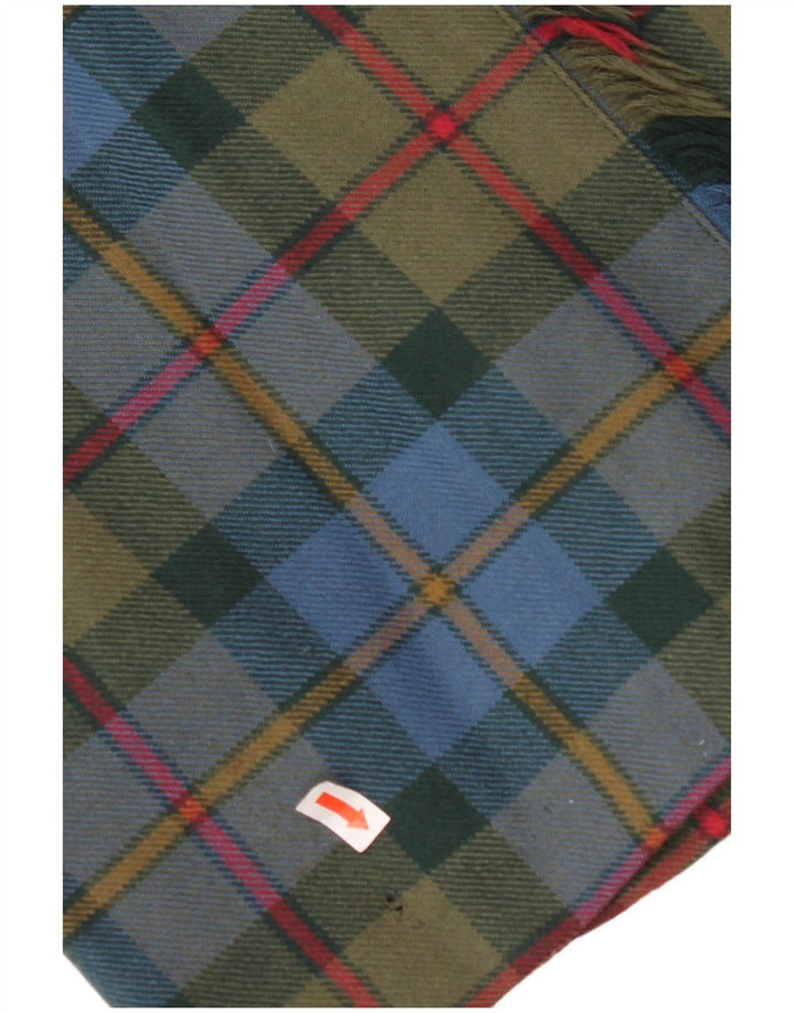 VINTAGE Womens Wrap Skirt IT 44 Medium W32  Green Plaid Virgin Wool