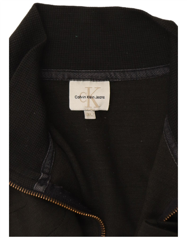 CALVIN KLEIN JEANS Womens Zip Neck Pullover Tracksuit Top UK 18 XL Khaki