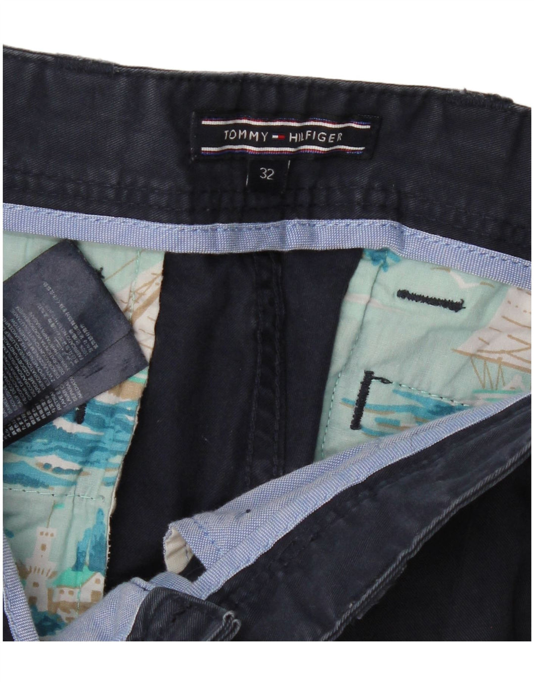 Tommy Hilfiger Mens Cargo Shorts W32 Medium Navy Blue Cotton