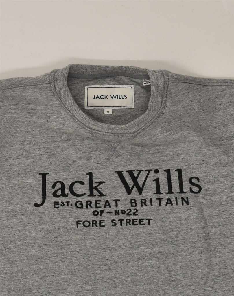 JACK WILLS Mens Graphic Sweatshirt Jumper Medium Grey Cotton | Vintage Jack Wills | Thrift | Second-Hand Jack Wills | Used Clothing | Messina Hembry 