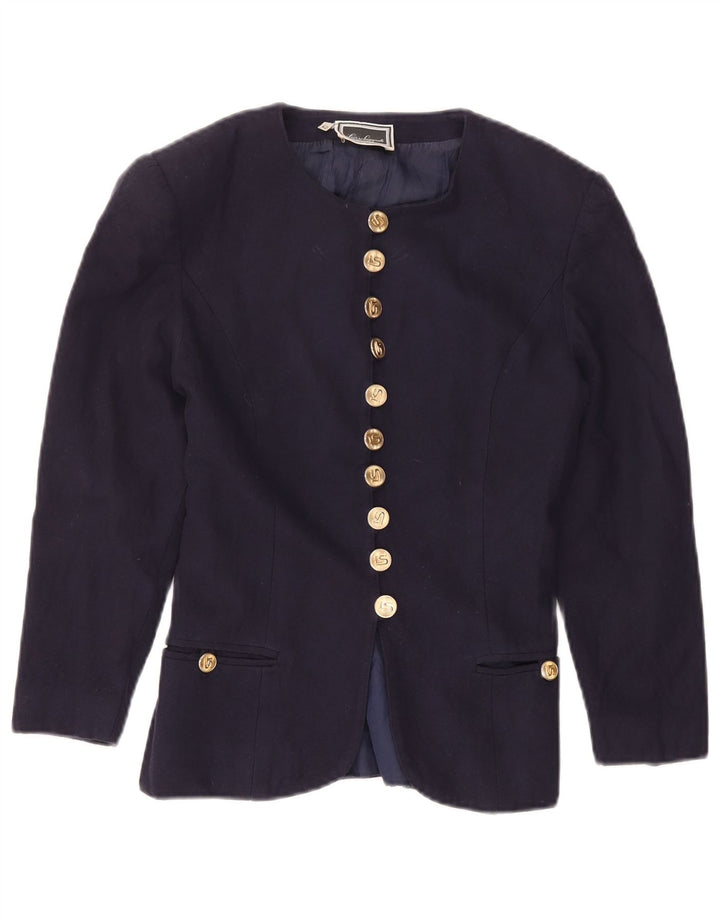 Luisa Spagnoli Womens Blazer Jacket IT 42 Medium Navy Blue Wool