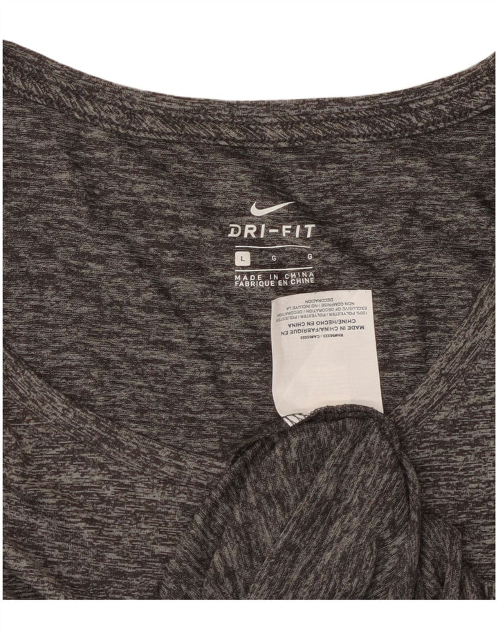 Nike Womens Dri Fit T-Shirt Top UK 16 Large Grey Flecked Polyester