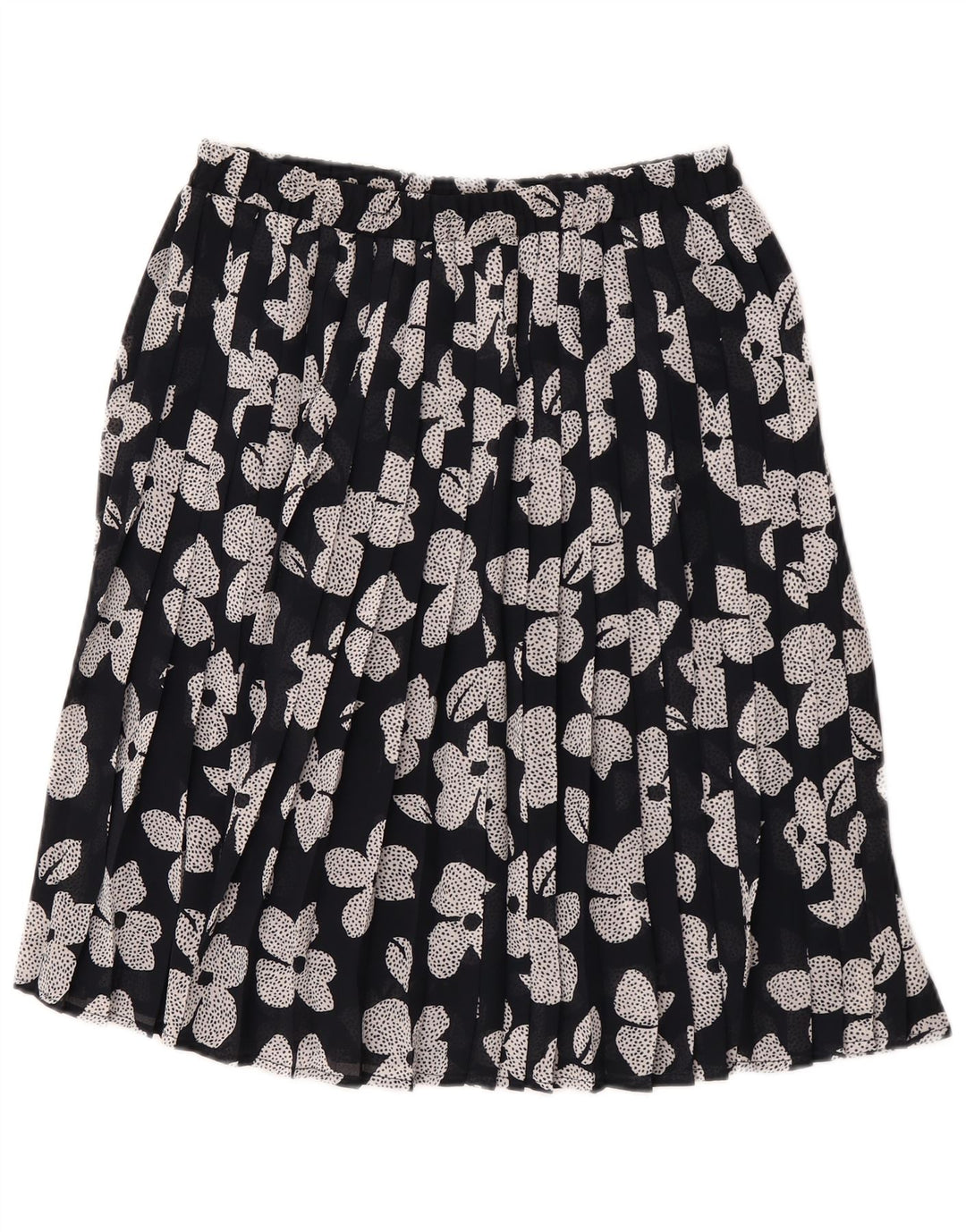 Vintage Womens Pleated Skirt W30 Medium Black Floral