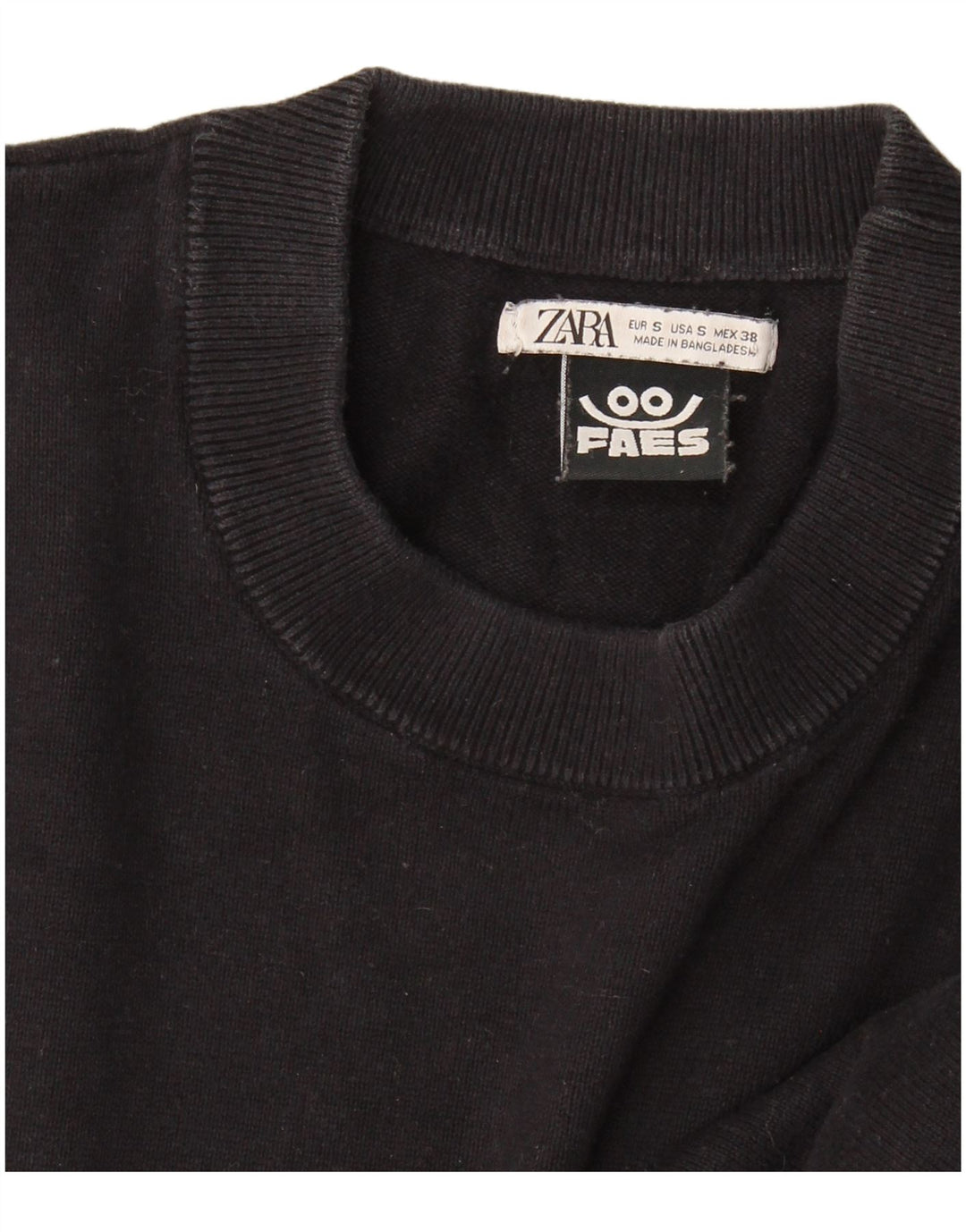 Zara Mens Crew Neck Jumper Sweater Small Black
