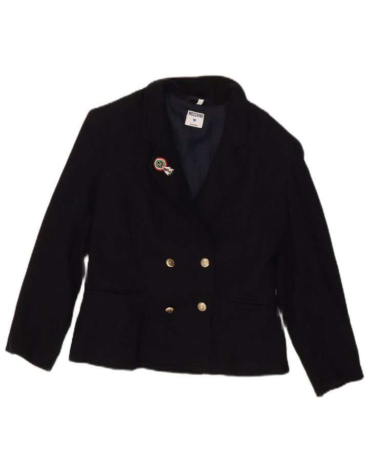 Moschino Girls Double Breasted Blazer Jacket 7-8 Years Navy Blue Wool