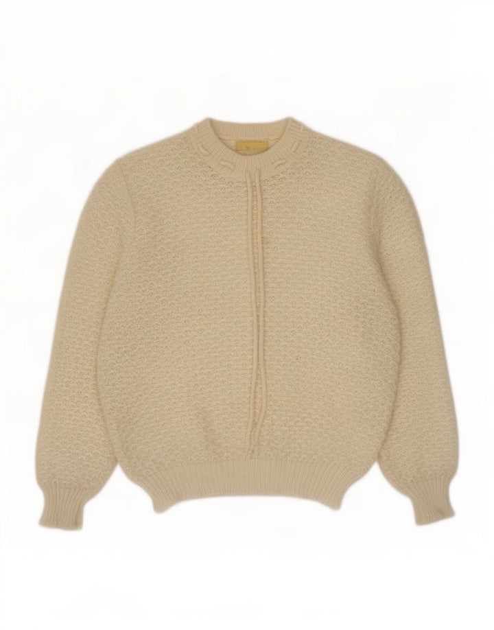 Vintage Womens Crew Neck Jumper Sweater UK 14 Medium Beige
