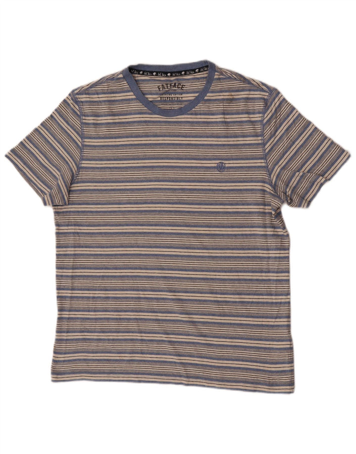Fat Face Mens T-Shirt Top Large Blue Striped Cotton