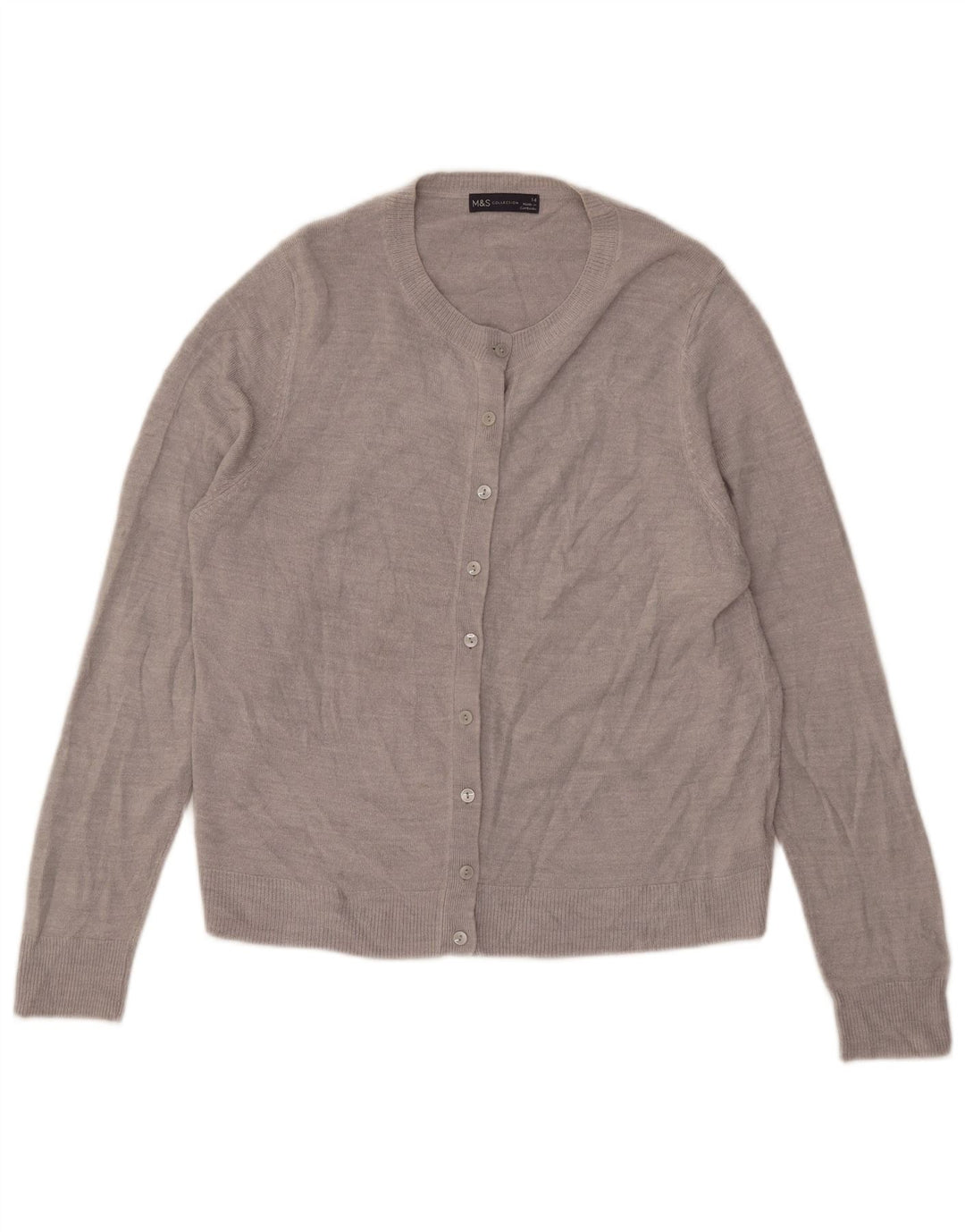 Marks & Spencer Womens Cardigan Sweater UK 14 Large Grey Acrylic