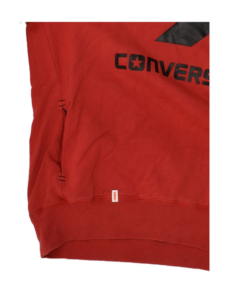 CONVERSE Mens Graphic Hoodie Jumper Small Red Cotton | Vintage Converse | Thrift | Second-Hand Converse | Used Clothing | Messina Hembry 