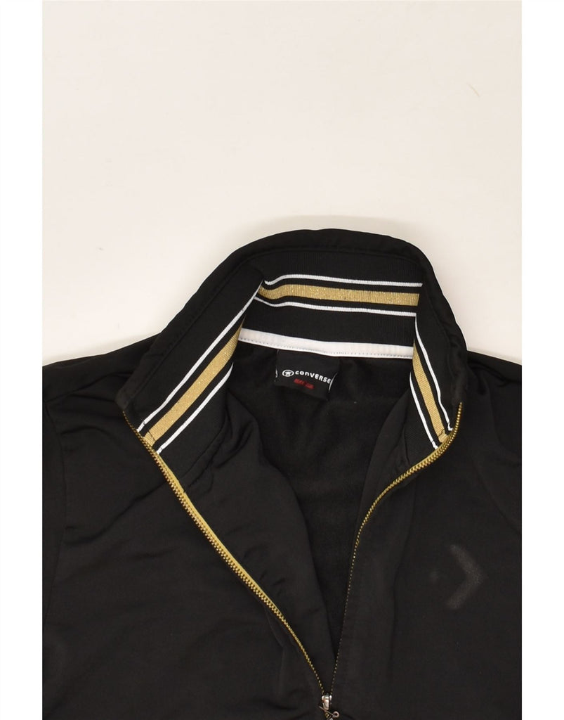 CONVERSE Womens Tracksuit Top Jacket UK 12 Medium Black Polyester | Vintage Converse | Thrift | Second-Hand Converse | Used Clothing | Messina Hembry 