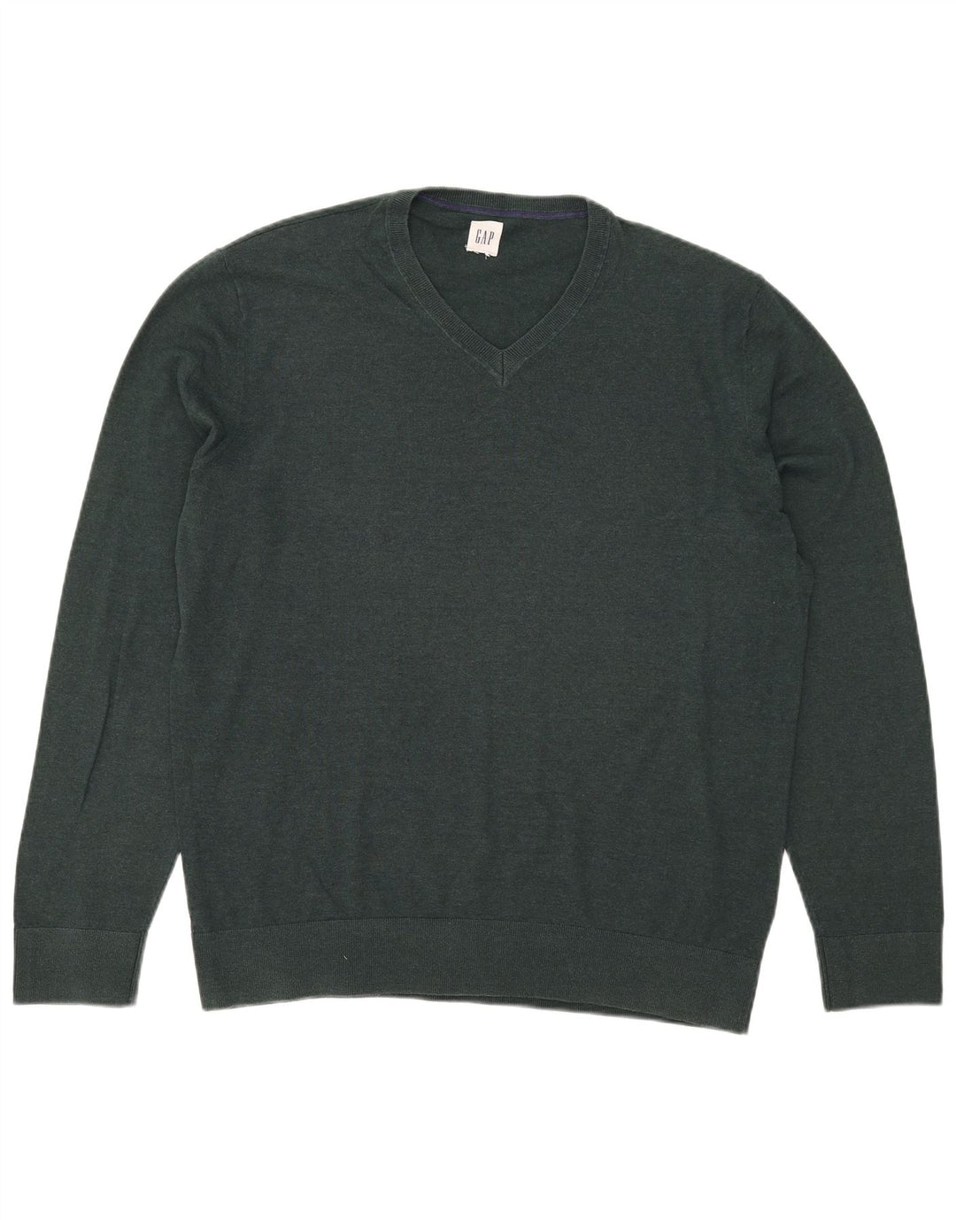 Gap Mens V-Neck Jumper Sweater XL Green