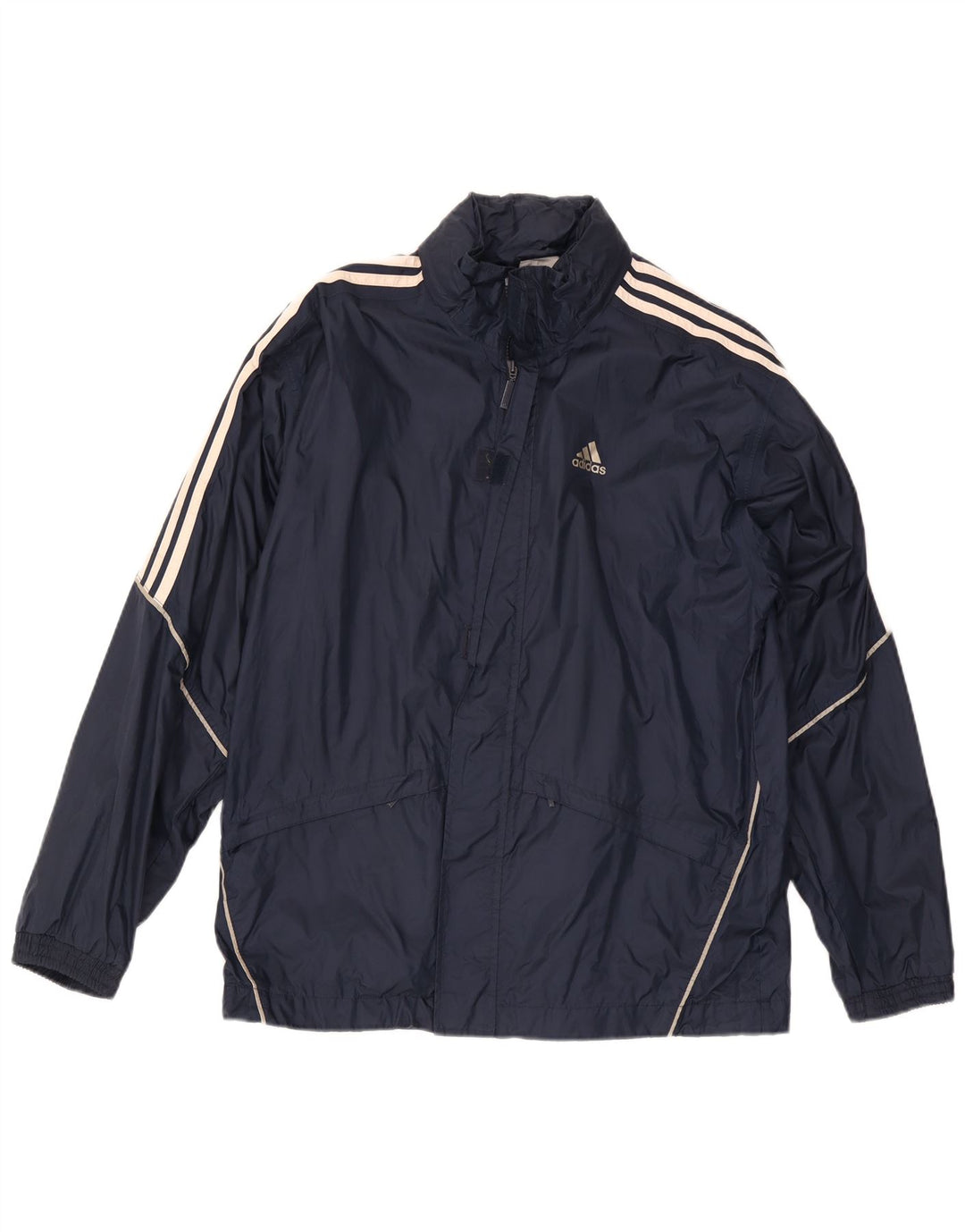 Adidas Mens Hooded Rain Jacket UK 36 Small Navy Blue Polyamide