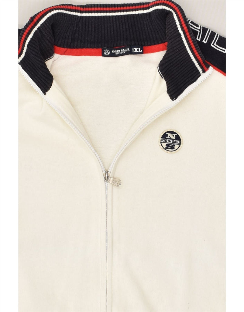 NORTH SAILS Womens Graphic Tracksuit Top Jacket UK 18 XL Off White | Vintage North Sails | Thrift | Second-Hand North Sails | Used Clothing | Messina Hembry 