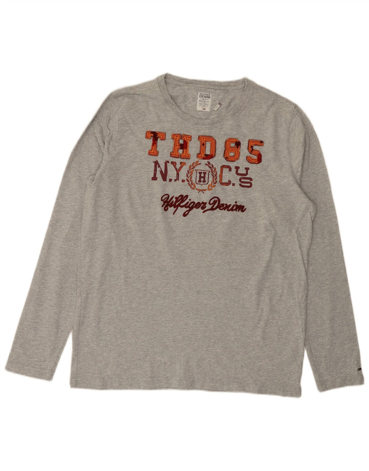 Tommy Hilfiger Mens Graphic Top Long Sleeve 2XL Grey Cotton