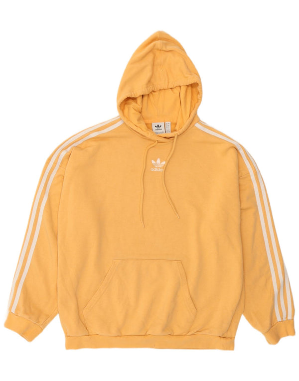Adidas Womens Hoodie Jumper UK 16 Large Yellow Cotton