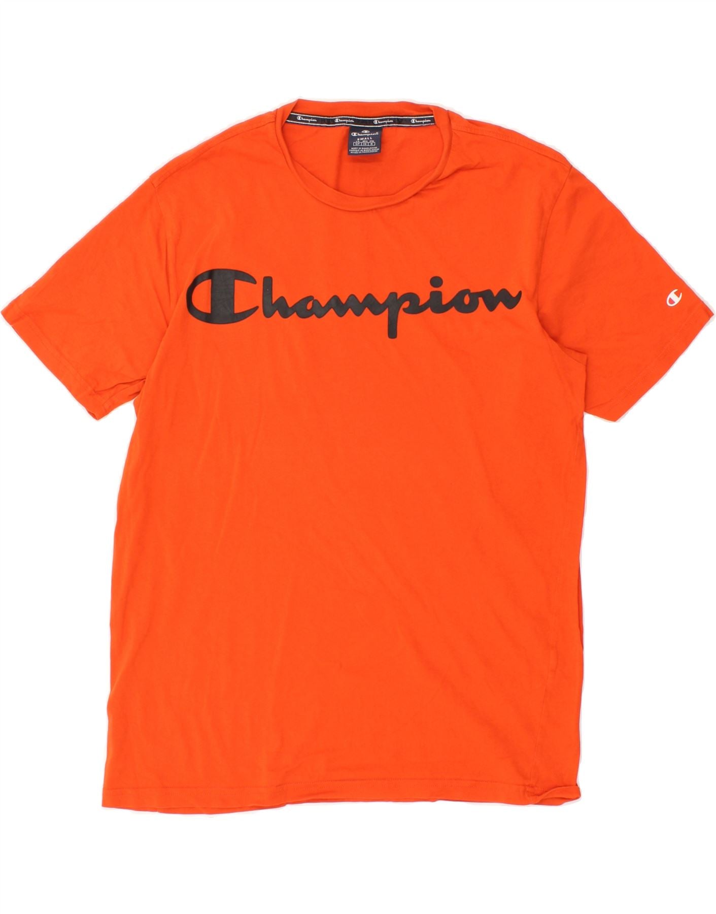 CHAMPION Mens Graphic T-Shirt Top Small Orange Cotton Vintage