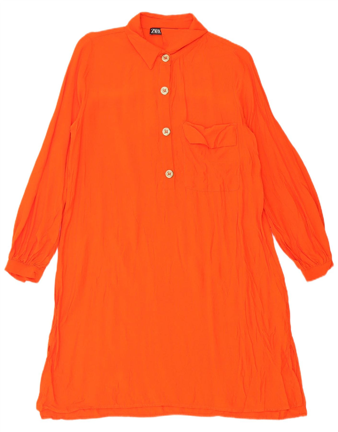 Zara Womens Pullover Shirt Dress UK 10 Small Orange Viscose