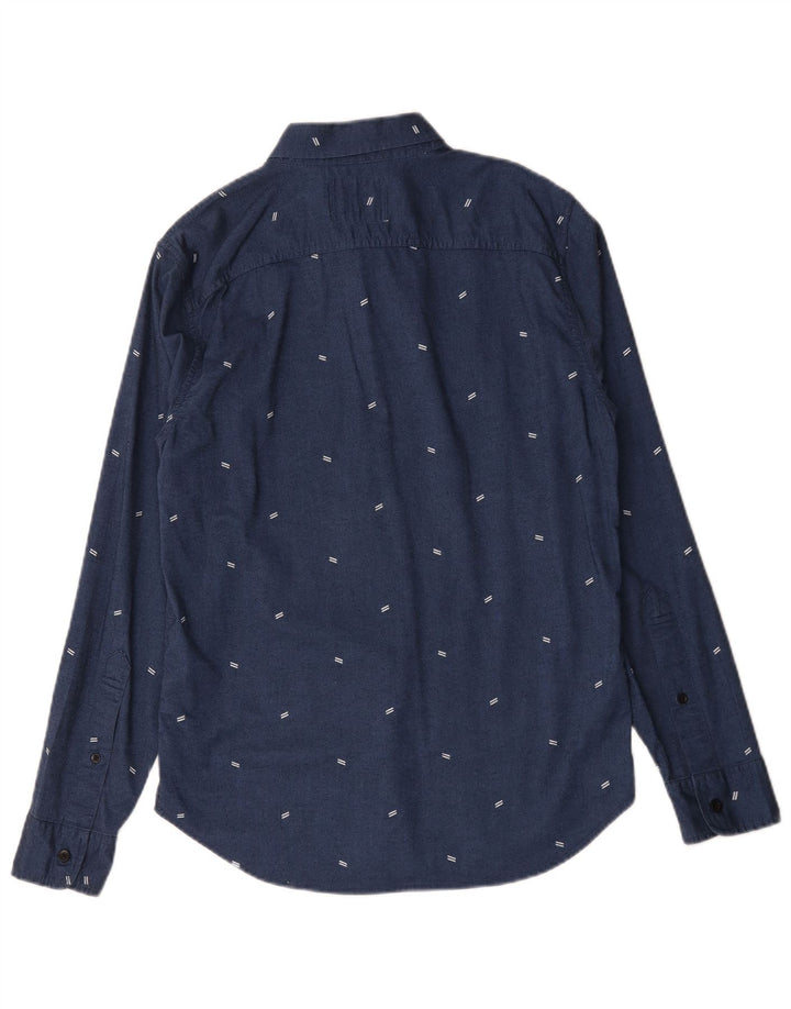 Hollister Mens Shirt Small Navy Blue Spotted Cotton