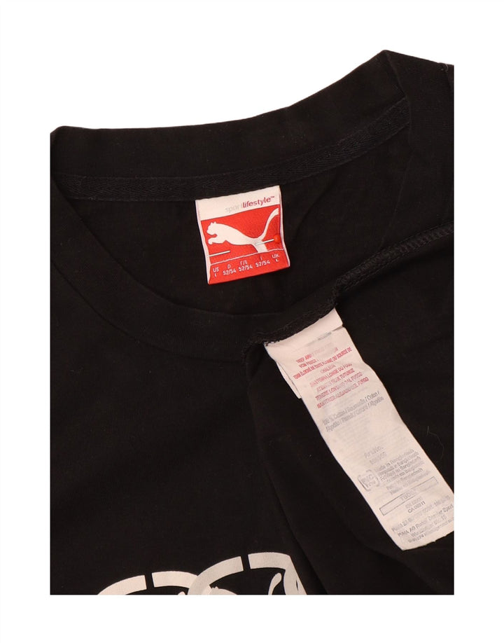 Puma Mens Graphic T-Shirt Top Large Black Cotton